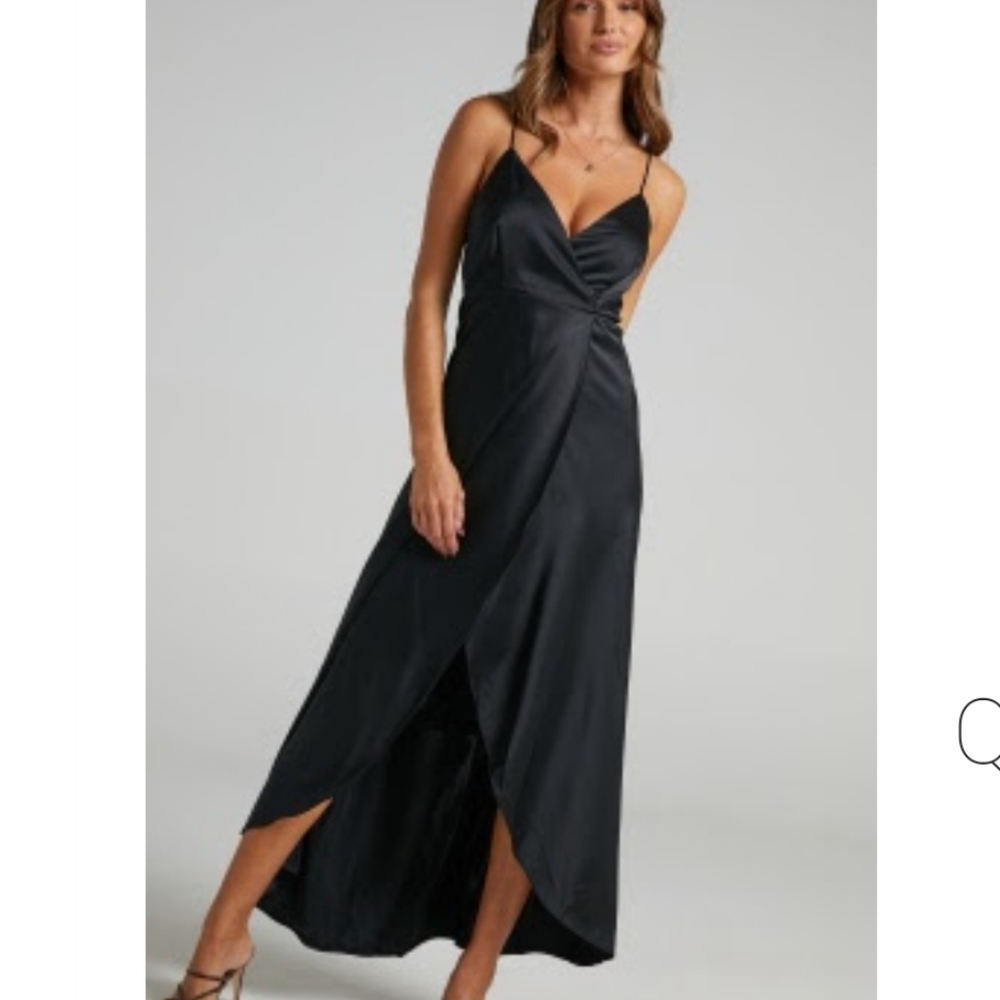 Showpo - MINE WOULD BE YOU DRESS IN BLACK SATIN